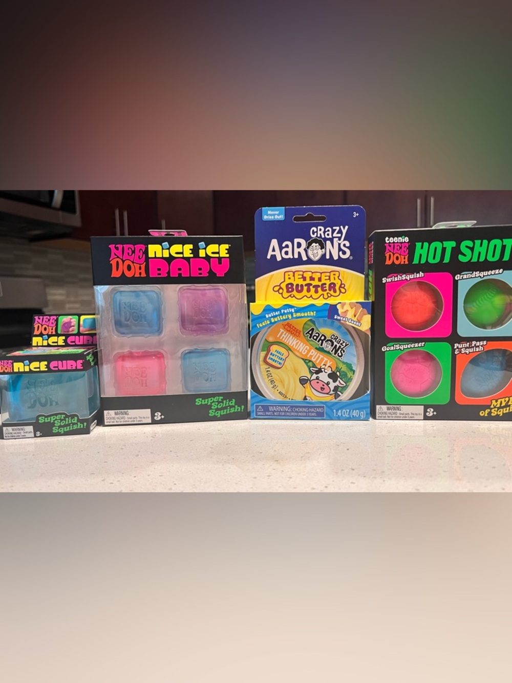 🔥VIRAL NeeDoh Crazy Aaron Squish Lot of 4 Nee Doh Hot Shots Better Butter New